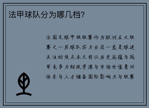 法甲球队分为哪几档？